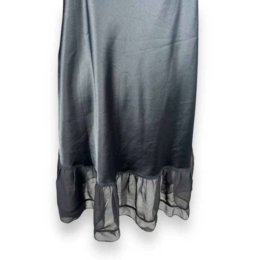 Victoria's Secret Black Satin Slip Dress with Lace Trim - Picture 9 of 15